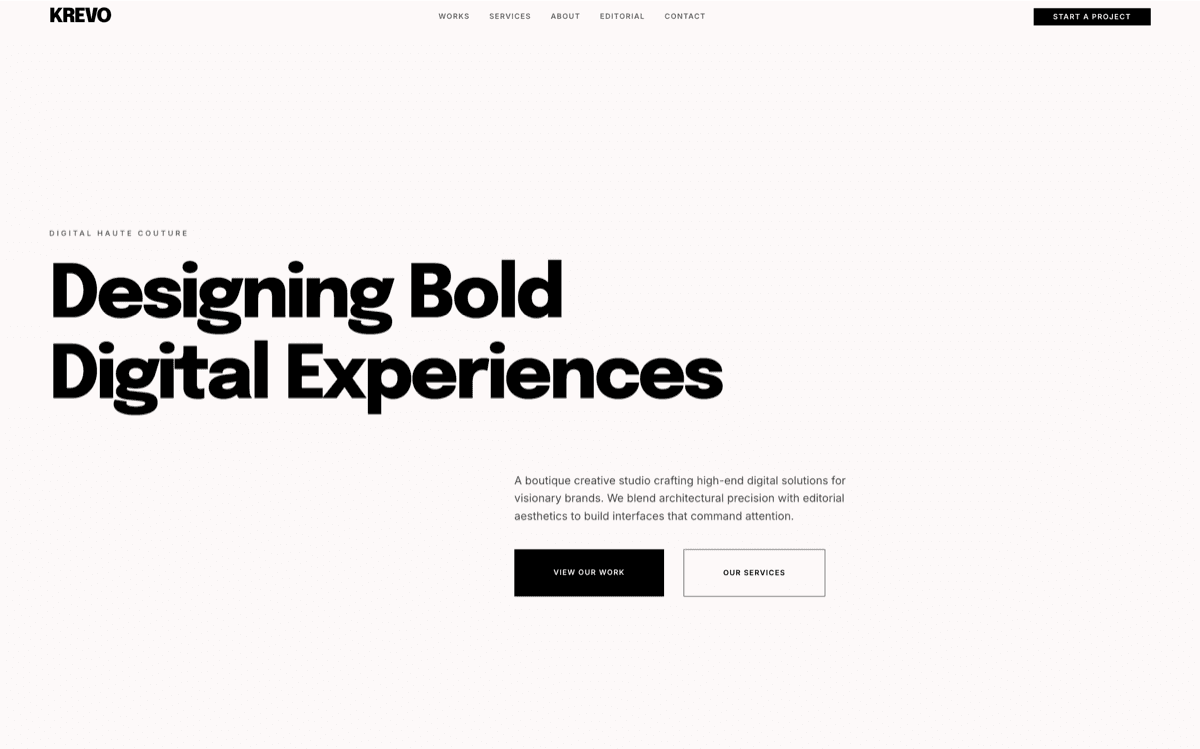 Krevo — tema Next.js per agenzie creative su Layero.io